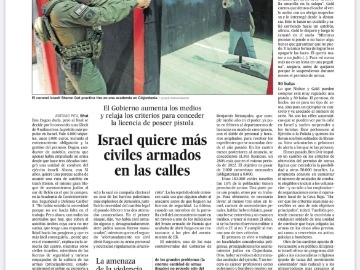 Israel quiere mas civiles armados en las calles